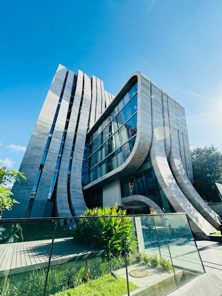 Futuristic Modern Architecture with Curved Concrete Design